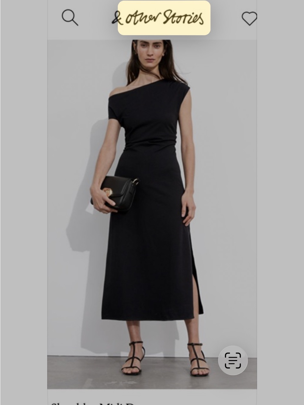 & Other Stories Black One-Shoulder Midi Dress